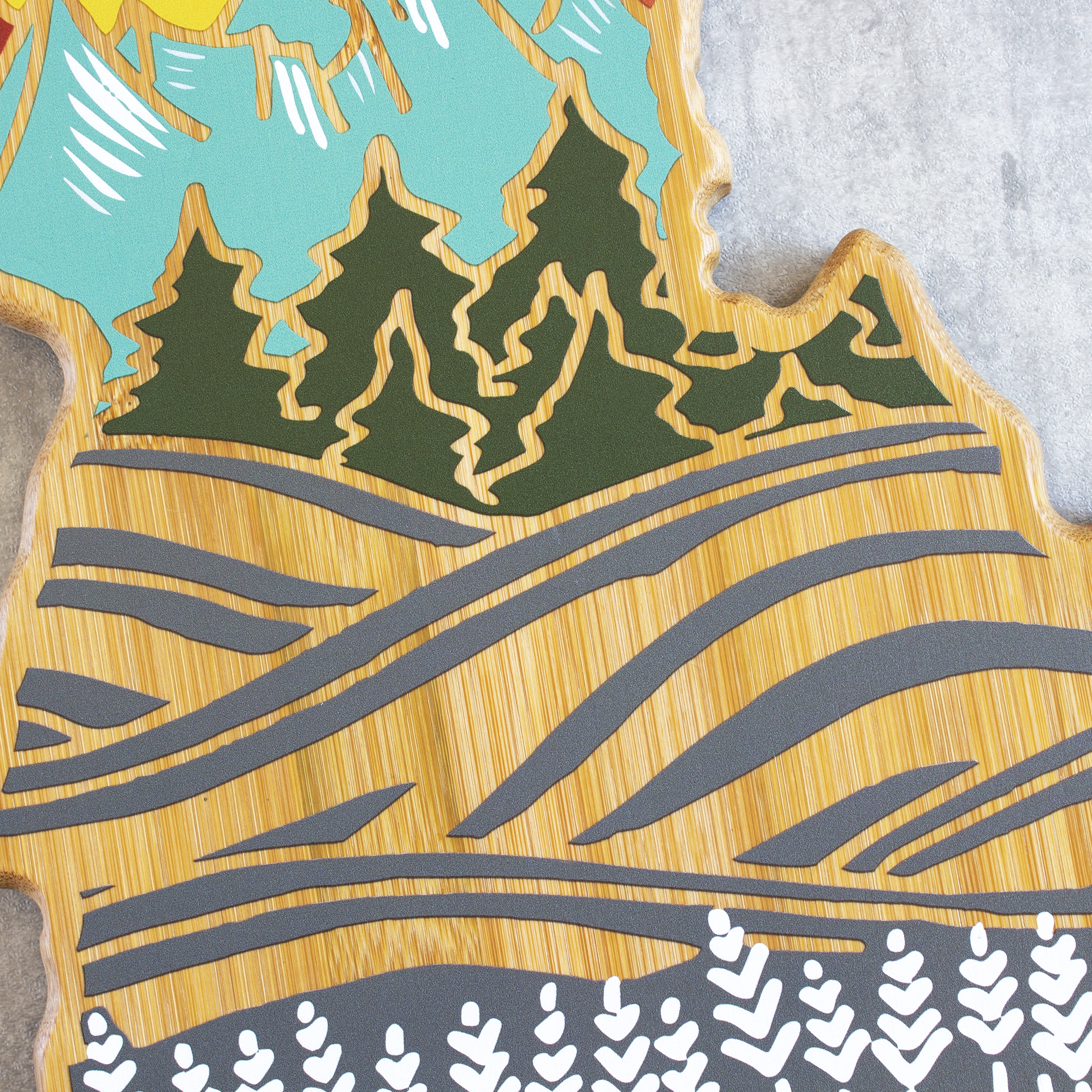 Idaho State Shaped Cutting and Serving Board with Artwork by Summer Stokes 7