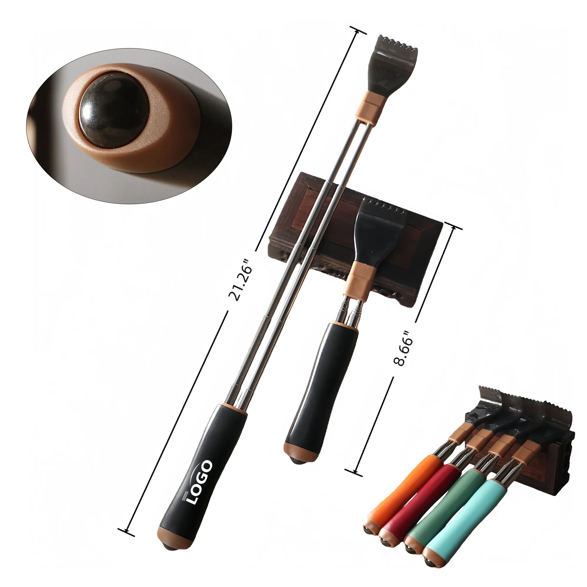 Dual Rod Anti Rotation Telescoping Back Scratcher