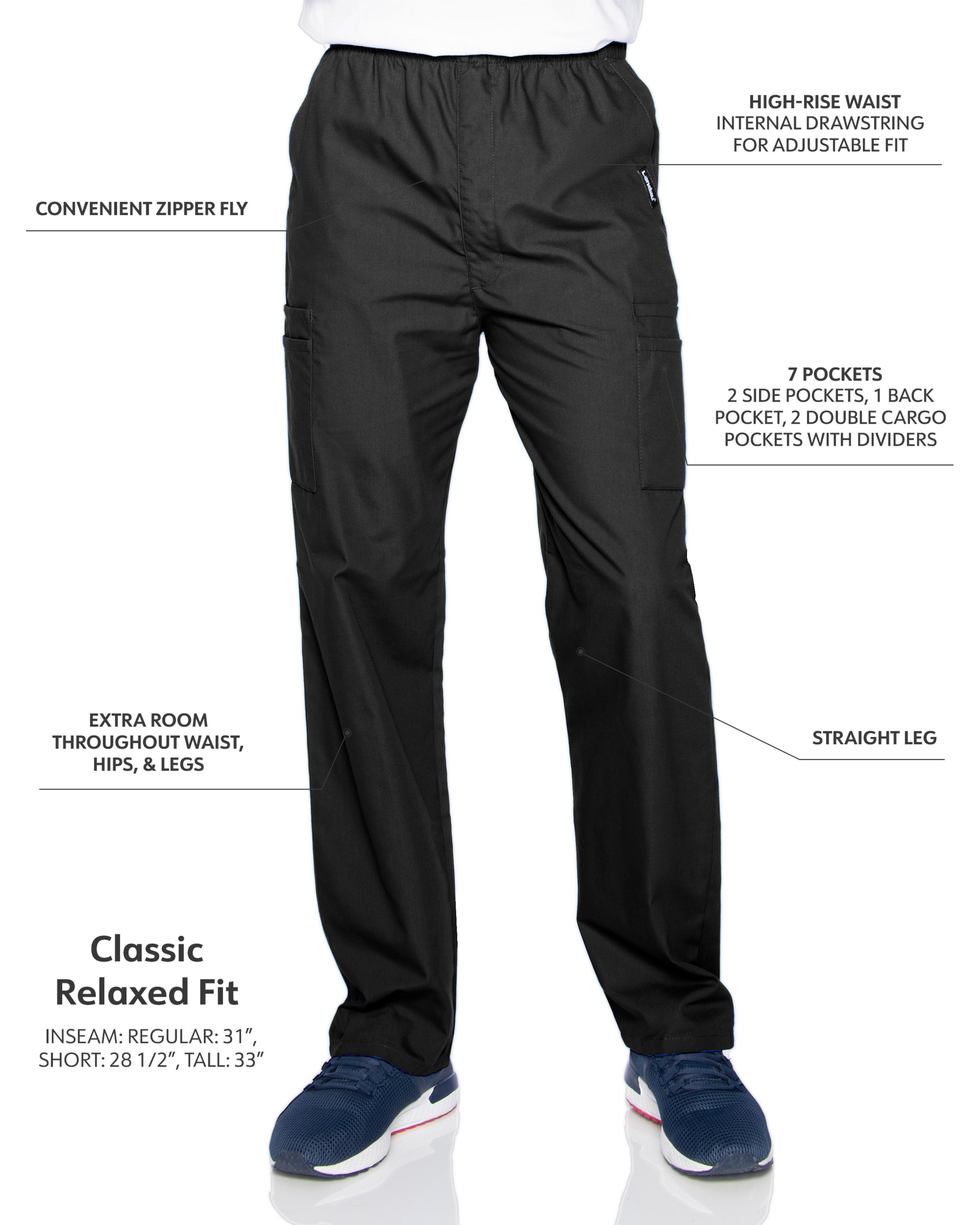 Landau - Essentials - Men's Seven-Pocket High-Rise Elastic Waist Cargo Pant 30