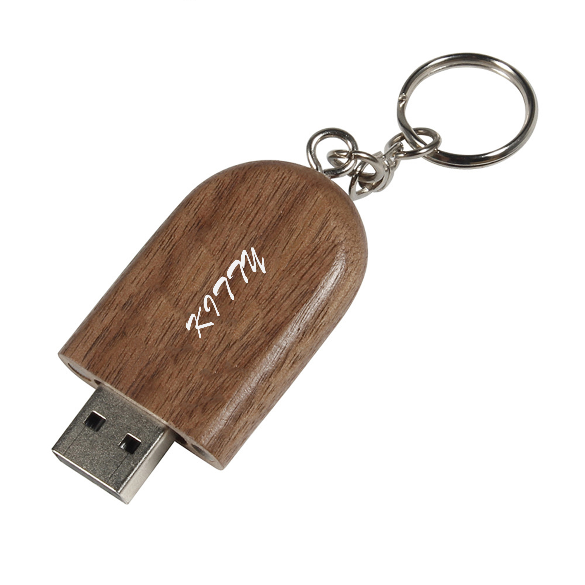 8GB wooden USB flash drive with a keychain 1