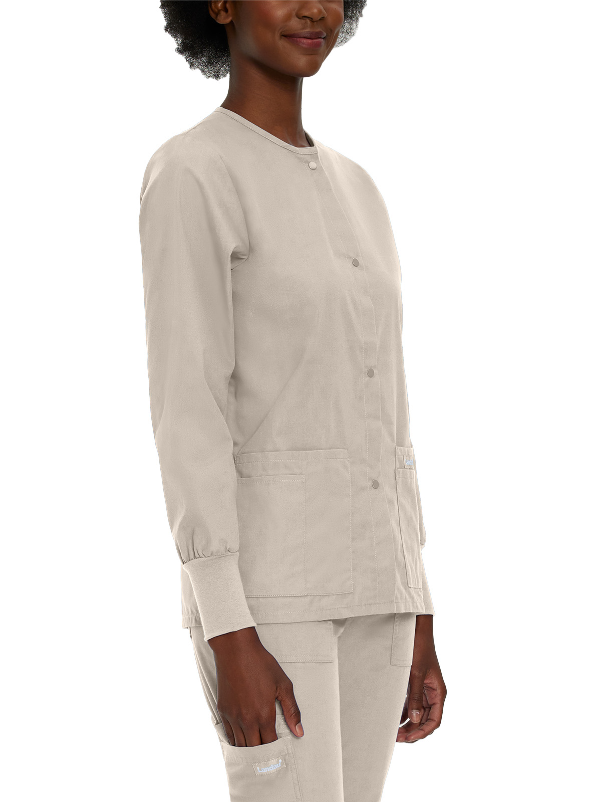 Landau - Essentials - Women's Four-Pocket Crew Neck Warm-Up Jacket 9
