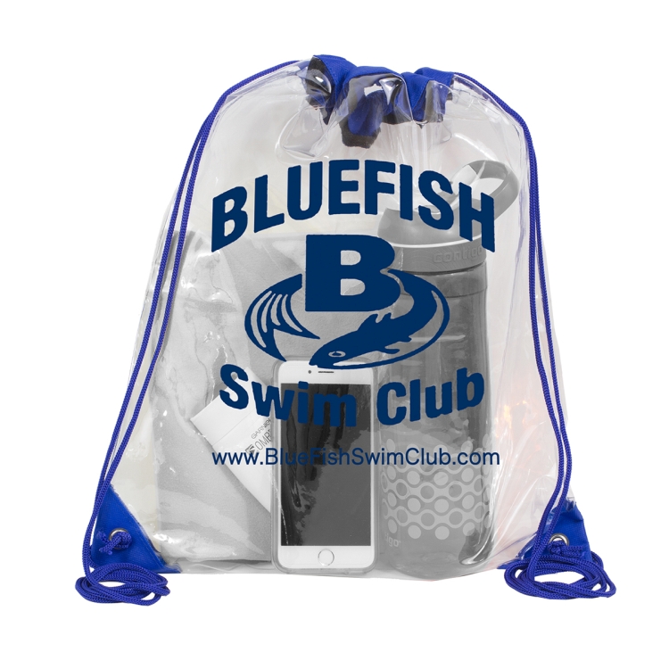 13" W x 16" H - "Everest" Tall Clear Drawstring Cinch Pack Backpack 11