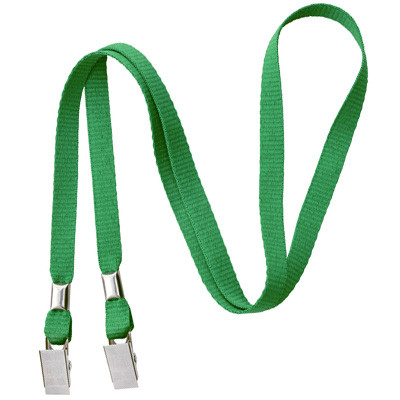 3/8" Blank Double Ended Lanyard w/Bulldog Clip (Kelly Green) 2