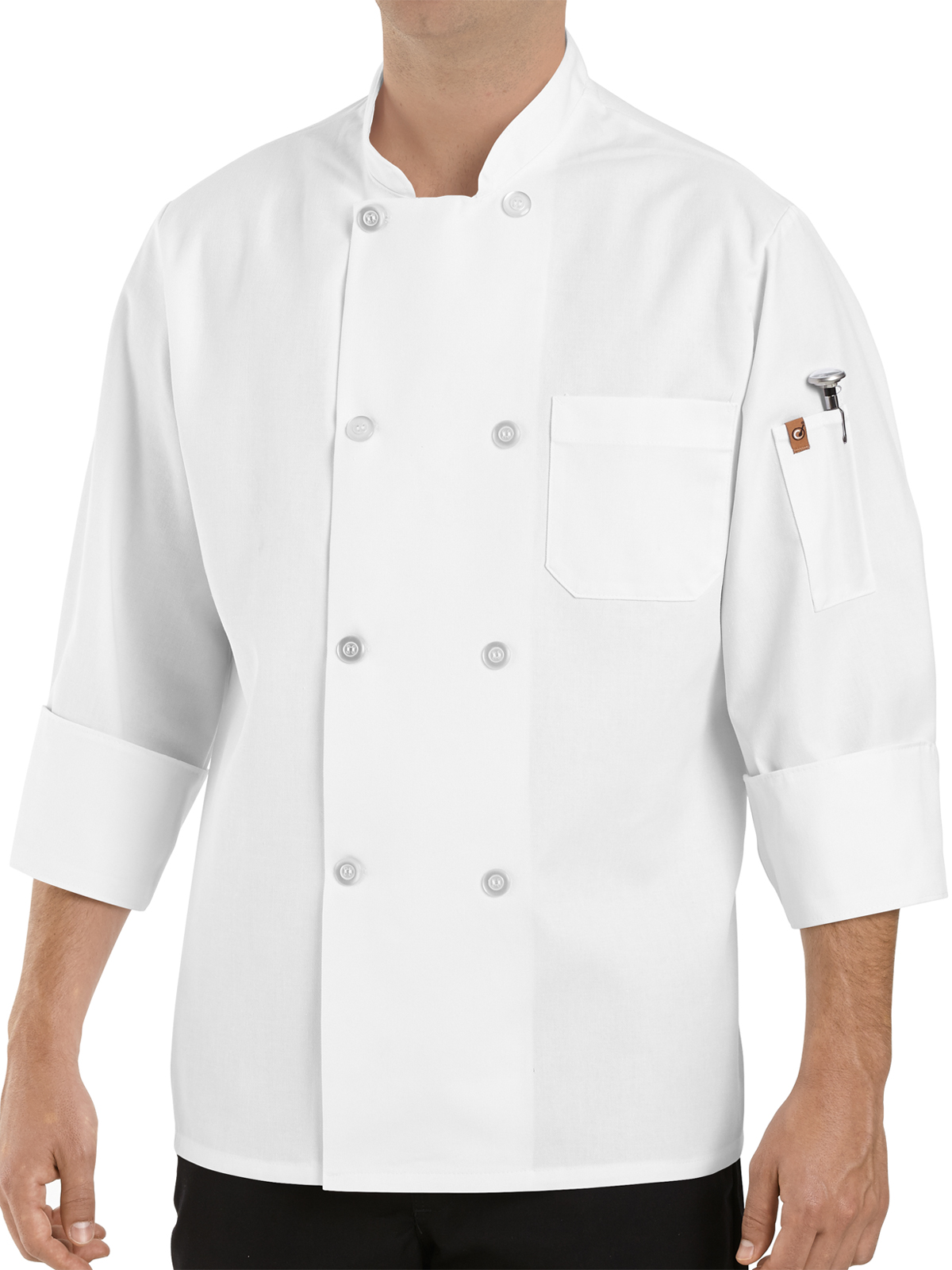 Red Kap Culinary - Unisex Eight Pearl Button Thermometer Pocket 30" Chef Coat