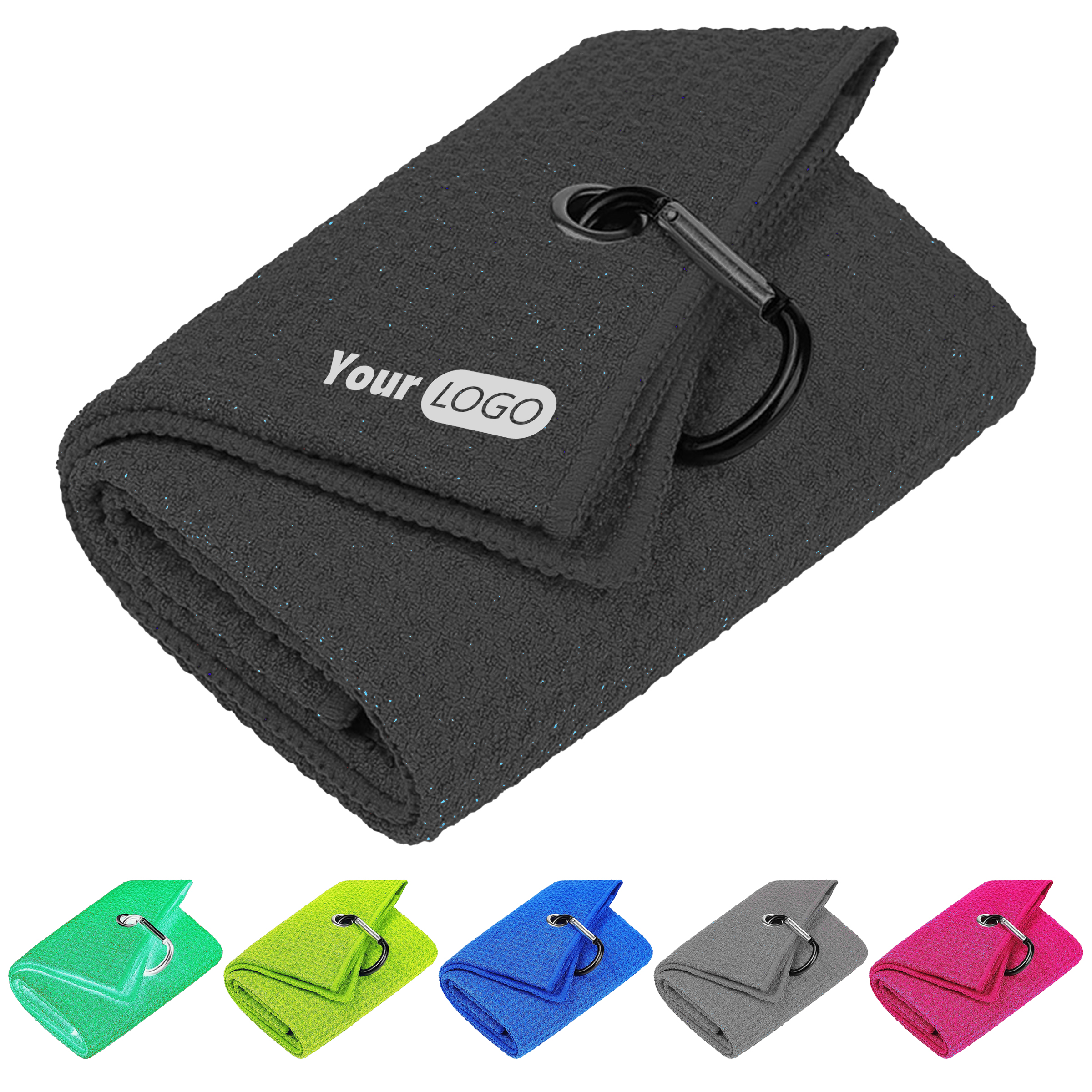 Microfiber Compact Golf Towel With Carabiner For Convenient Cleaning 2