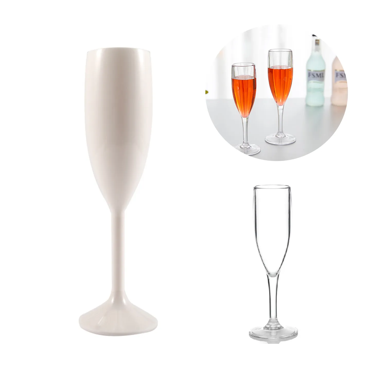 Acrylic High Clear/White Champagne Glass 2