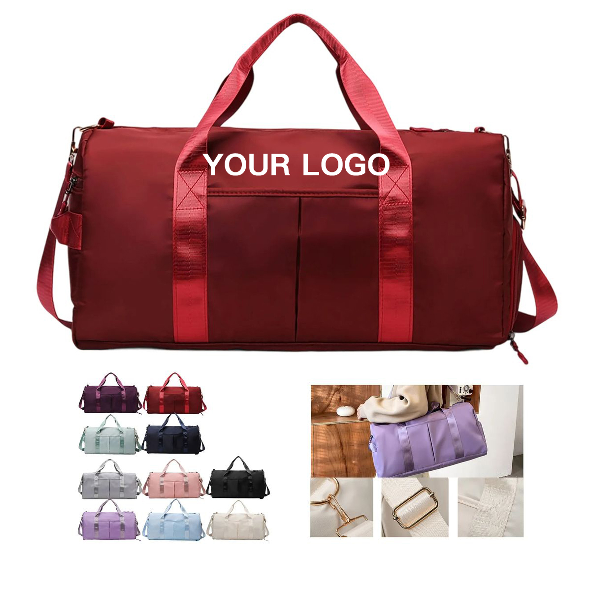 Workout Bag with Multiple Zippered Sections 10