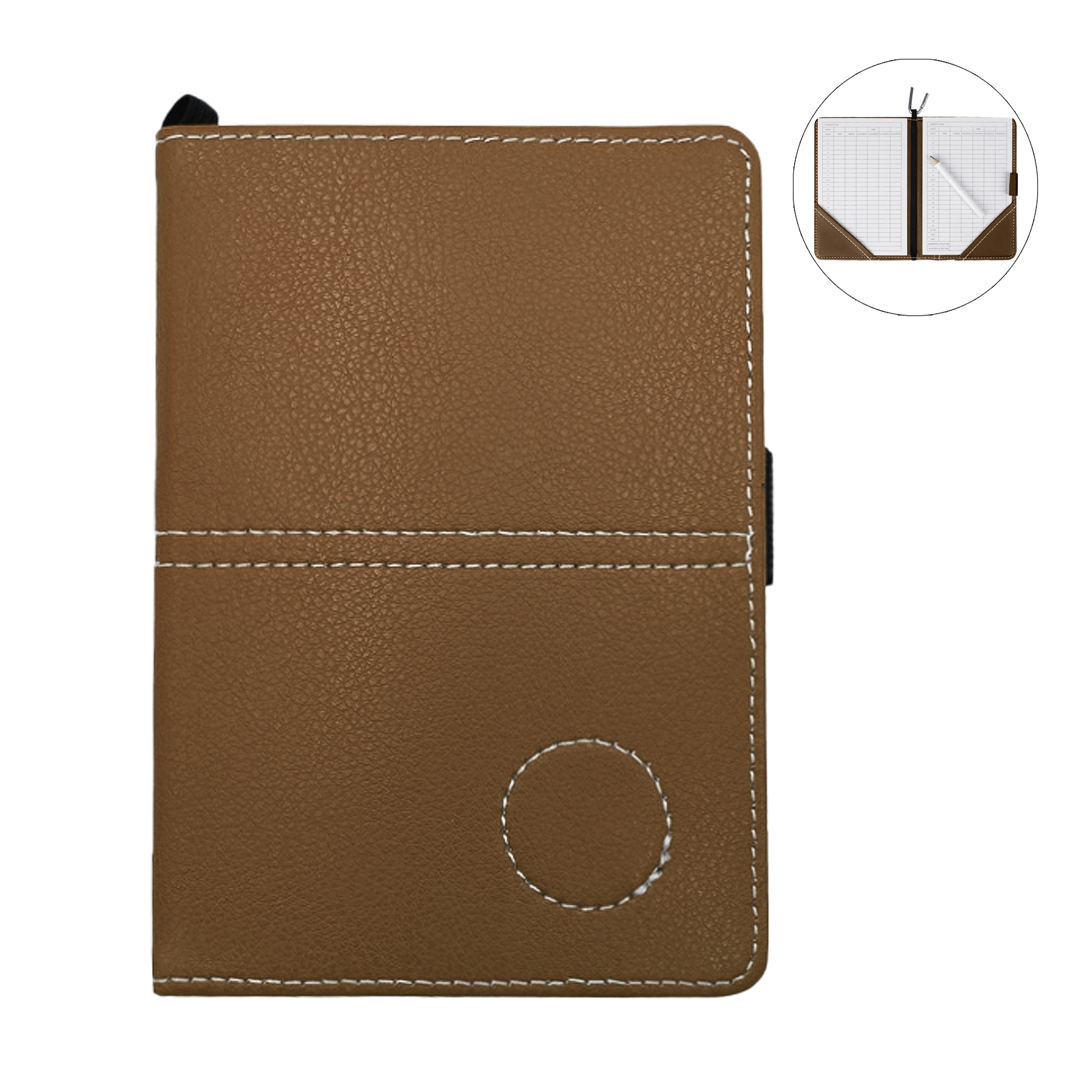 PU Leather Golf Scorecard Holder Yardage Book With Buckle And Pen 1