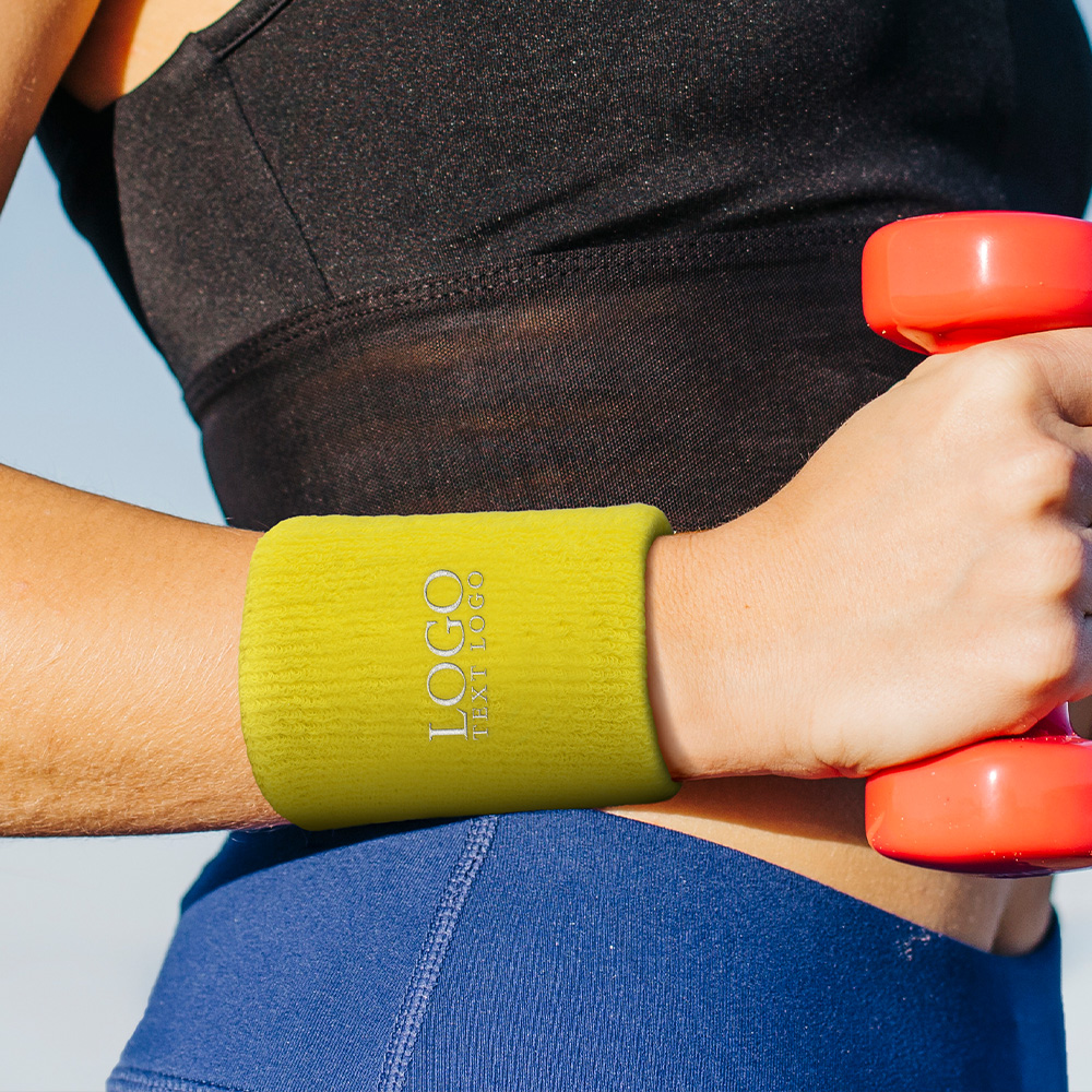 Terry Sweatband Wristbands With Embroidered Logo 2
