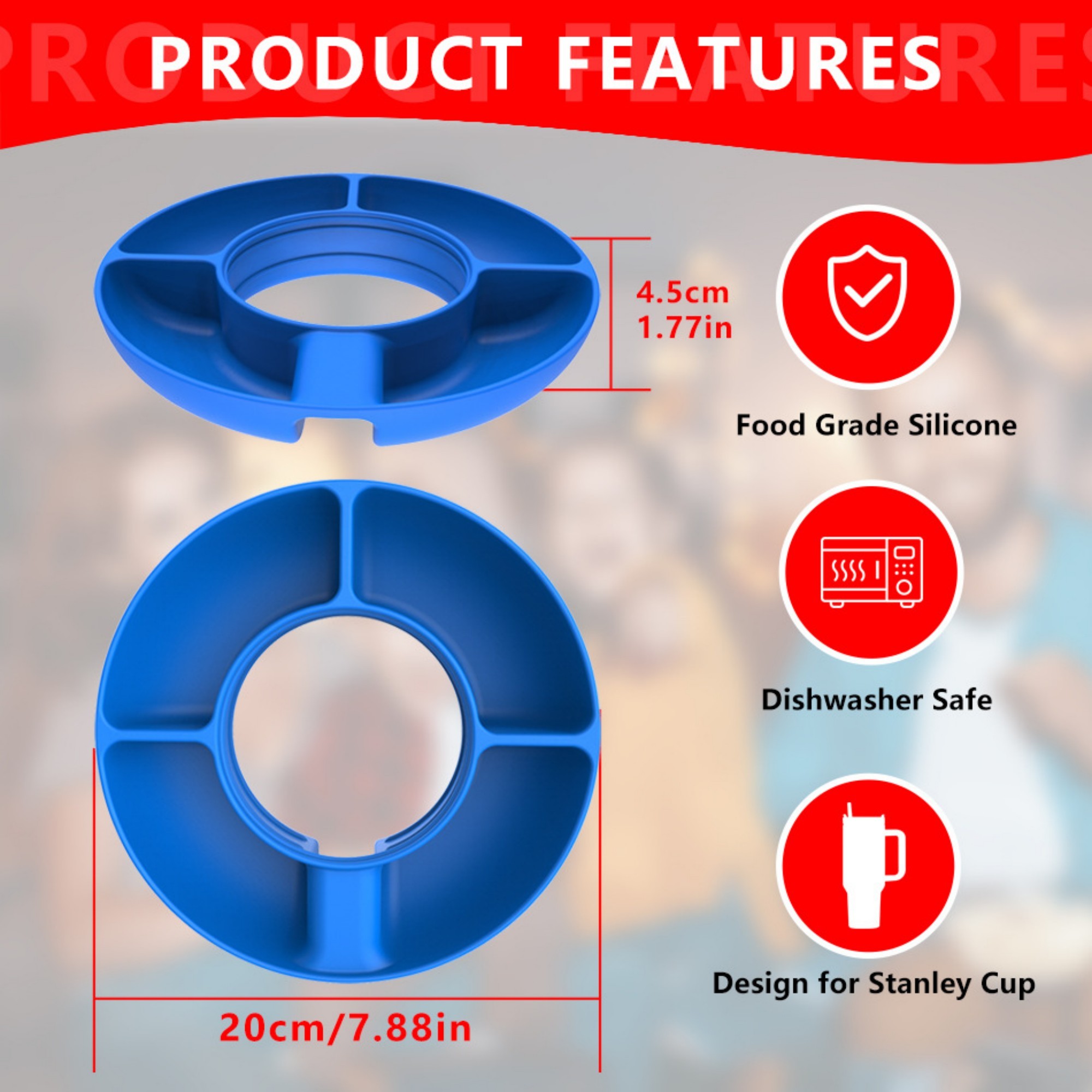 4 Compartment Silicone Snack Tray 2