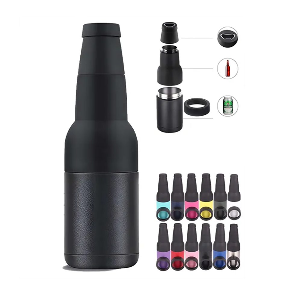3 in 1 Beer Bottle Insulator Can Cooler, custom koozie with logo imprint 8