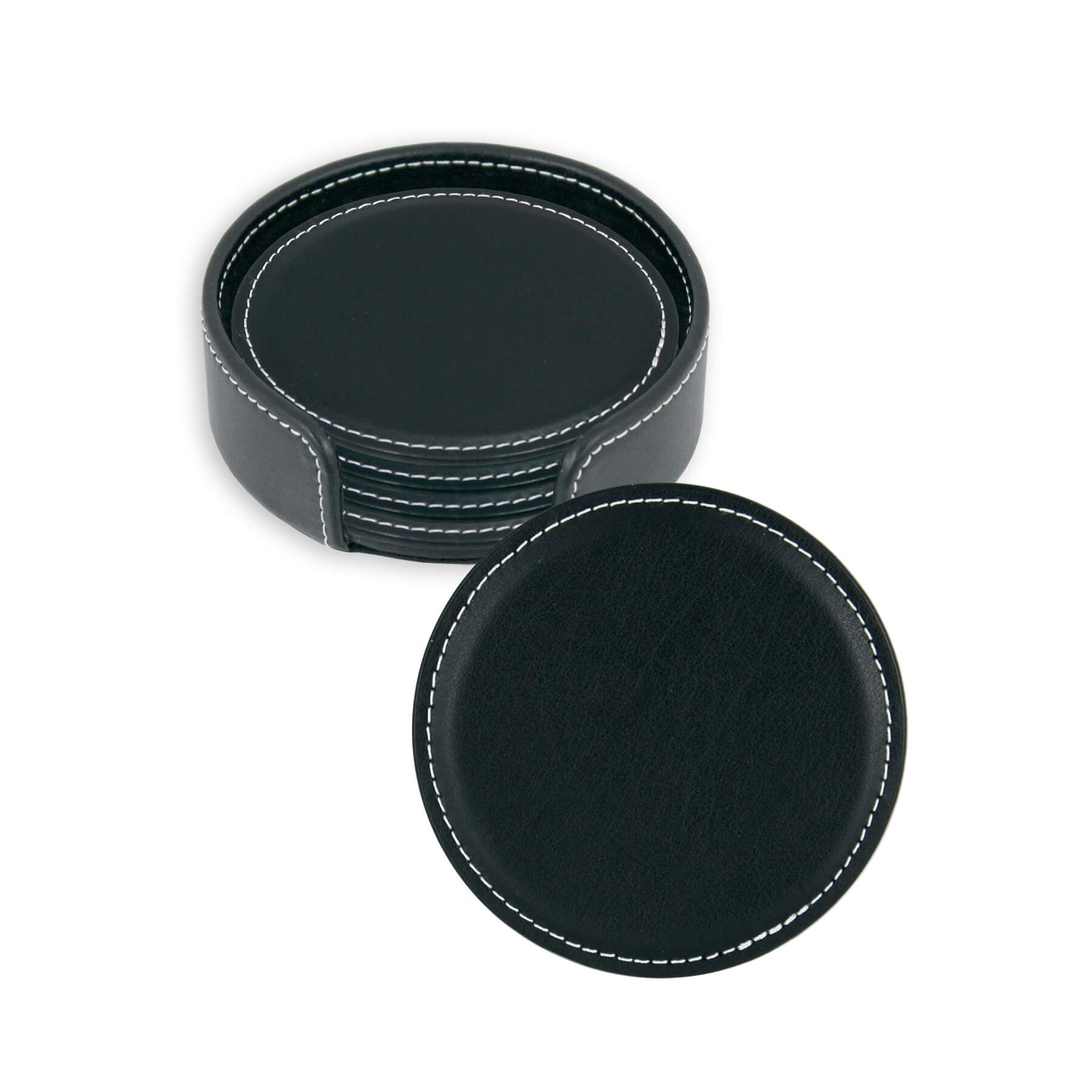 Vintage Leather Round Coaster Gift Set 3