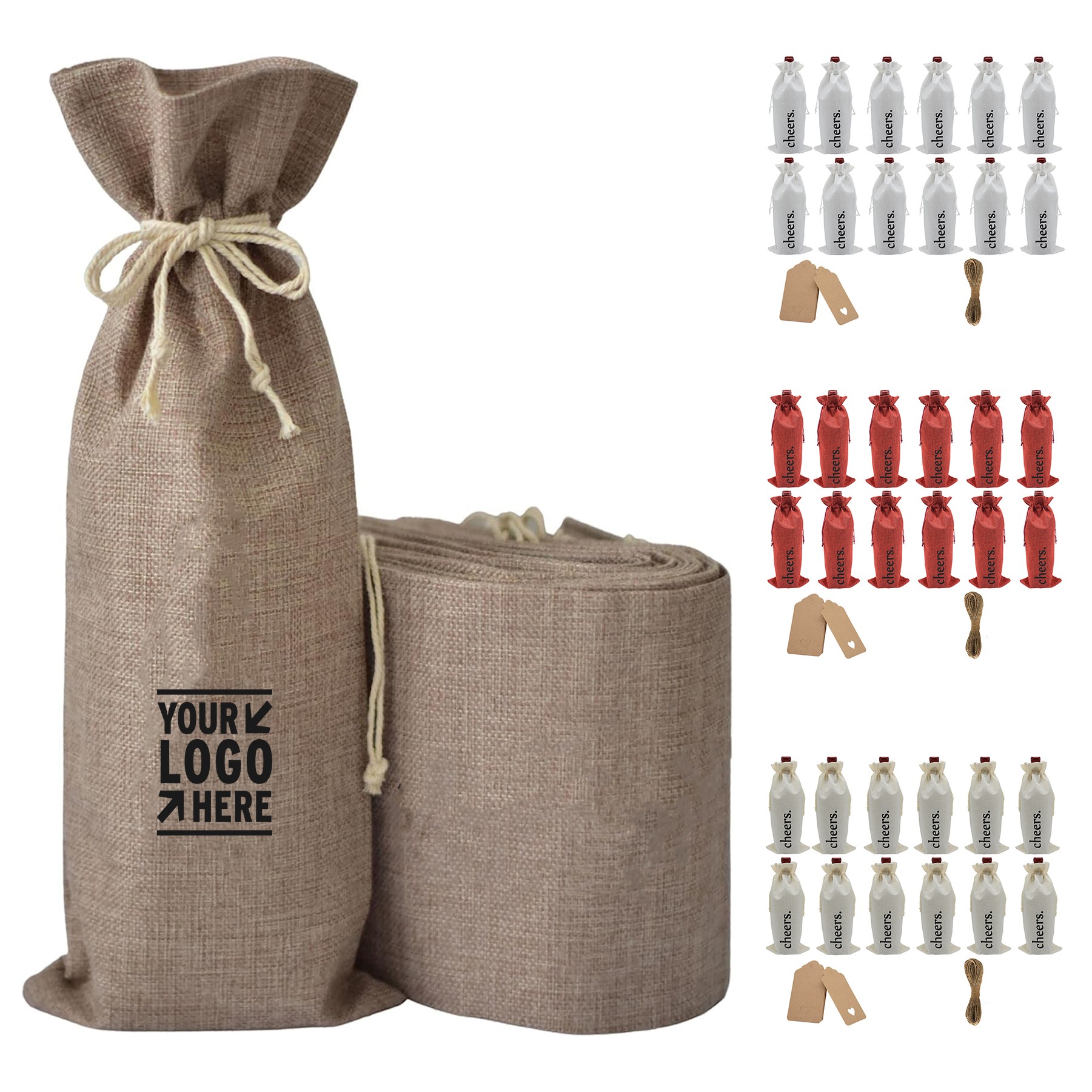 14 1/2 x 6 Inches Jute Burlap Wine Bag 3