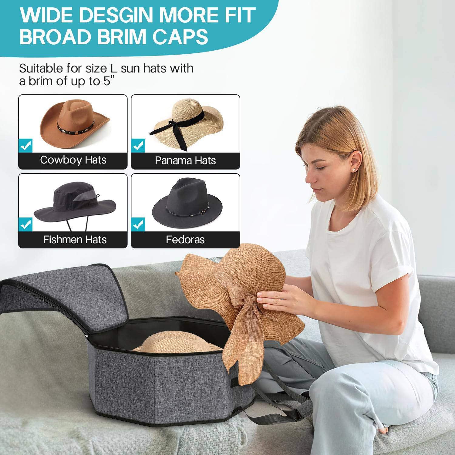 Foldable Hat Storage Bin W/ Lid 4