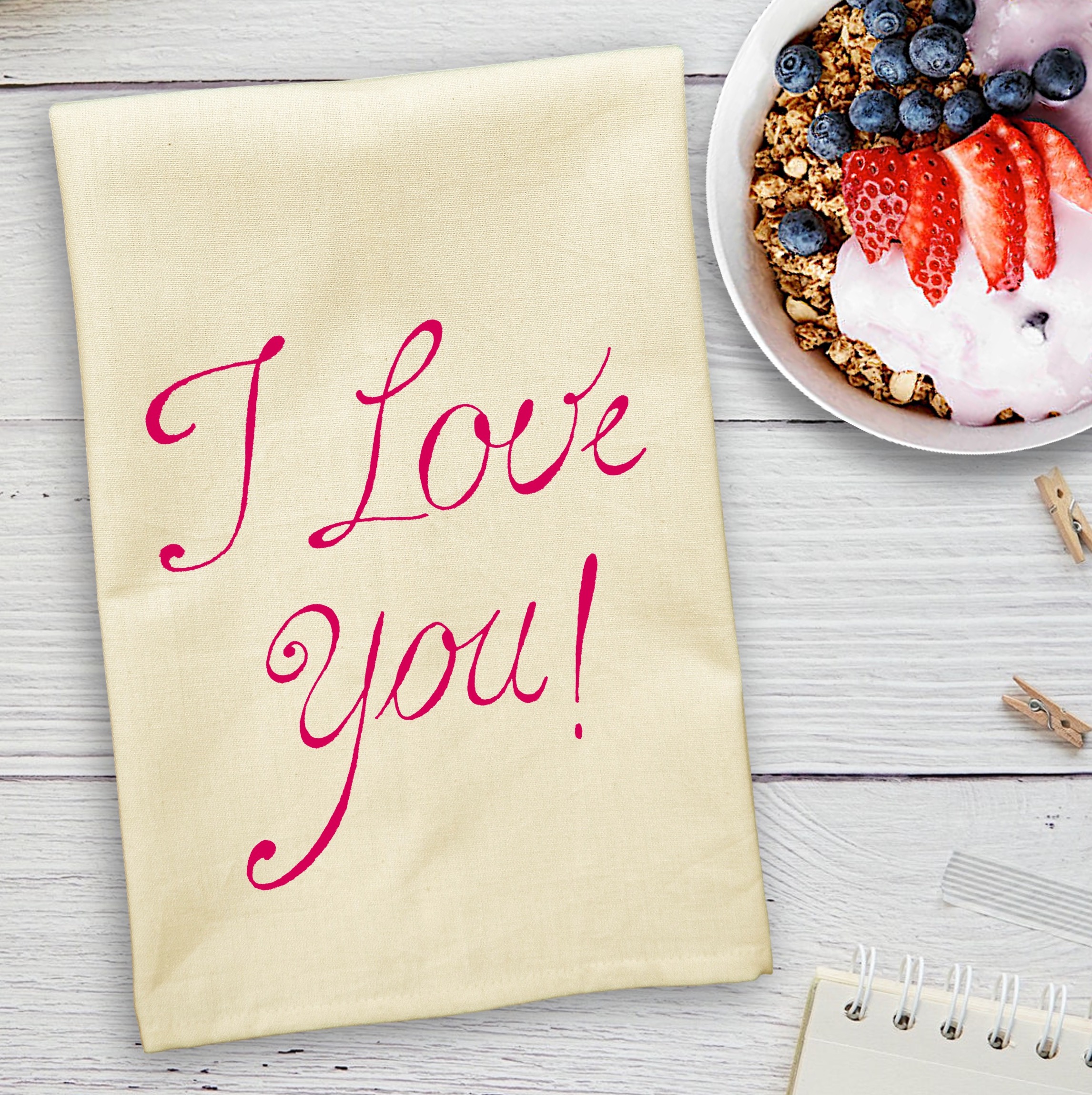 Cream Solid Plain Weave Kitchen Towel with Custom Print 8