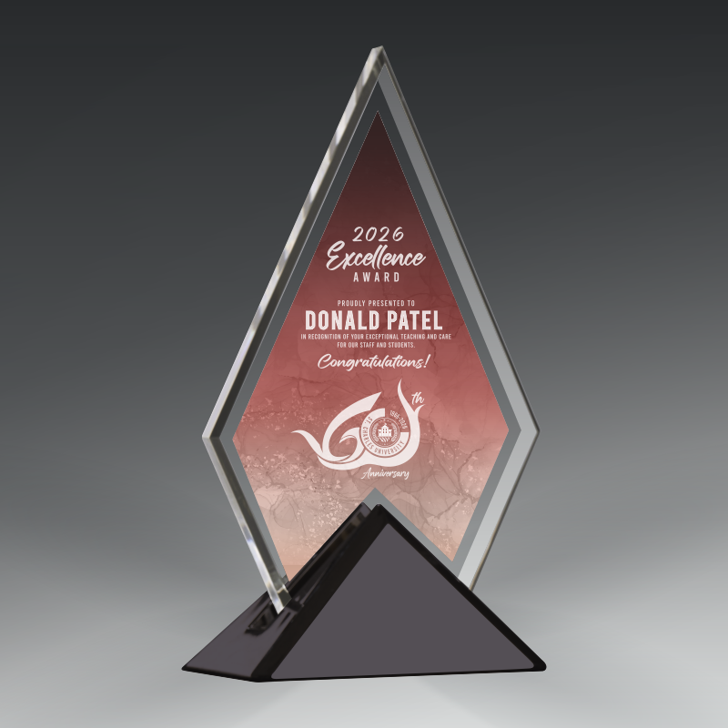 Acrylic Triangle in Metal Base 4