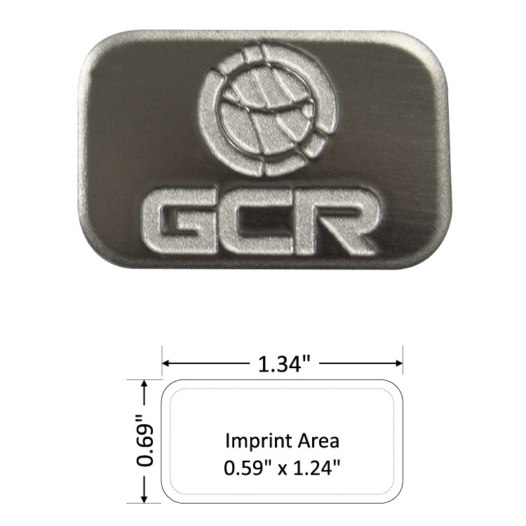 Rectangle 1.34" Polished Nickel Etched Lapel Pin - USA Made 2