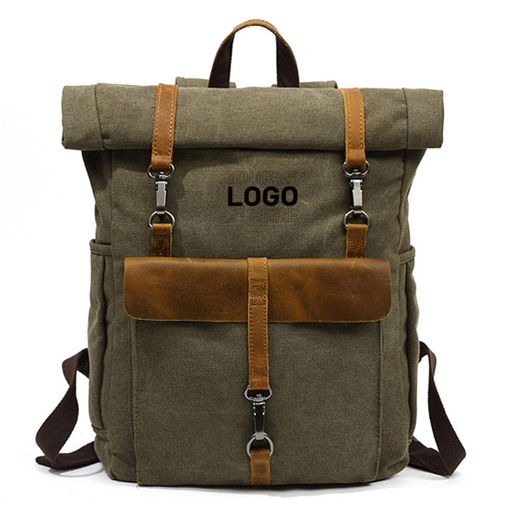 Vintage Travel Canvas Leather Backpack 5