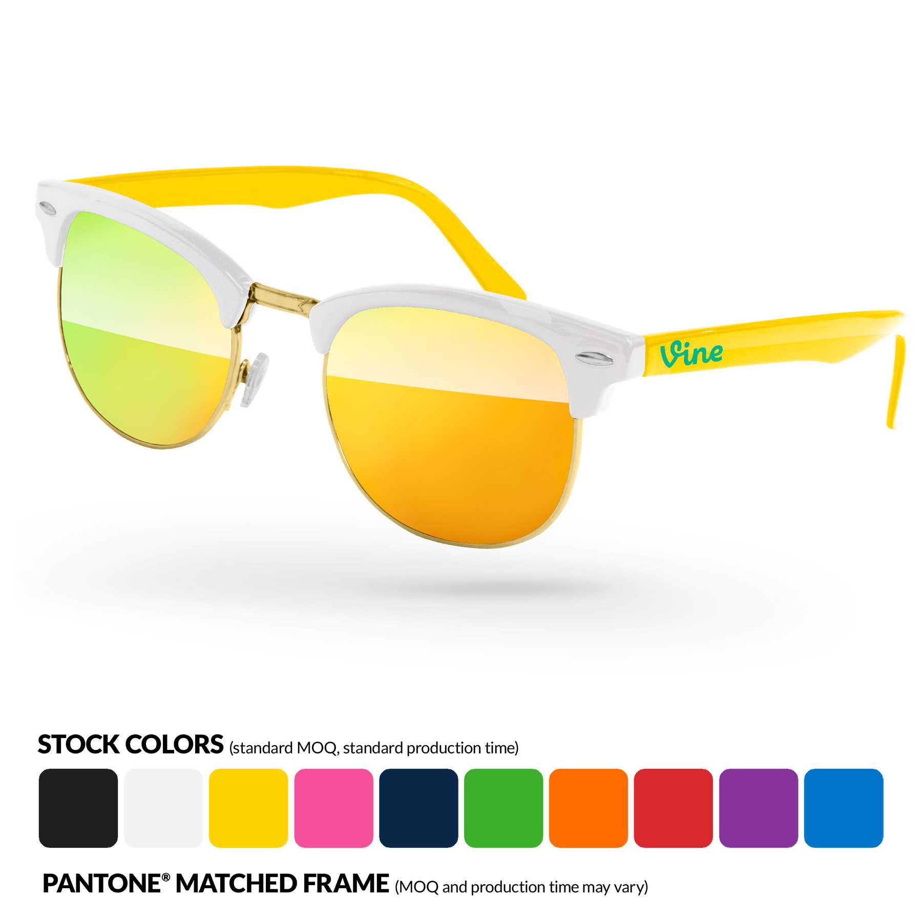 Metal Club Promotional Mirror Sunglasses w/ Temple Imprint 10