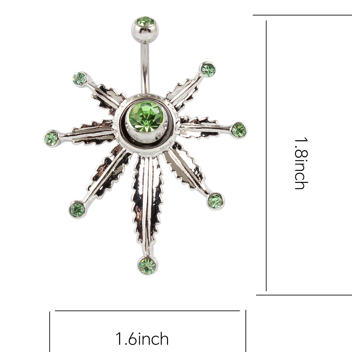 Stainless Steel Sun Gemstone Belly Rings 6