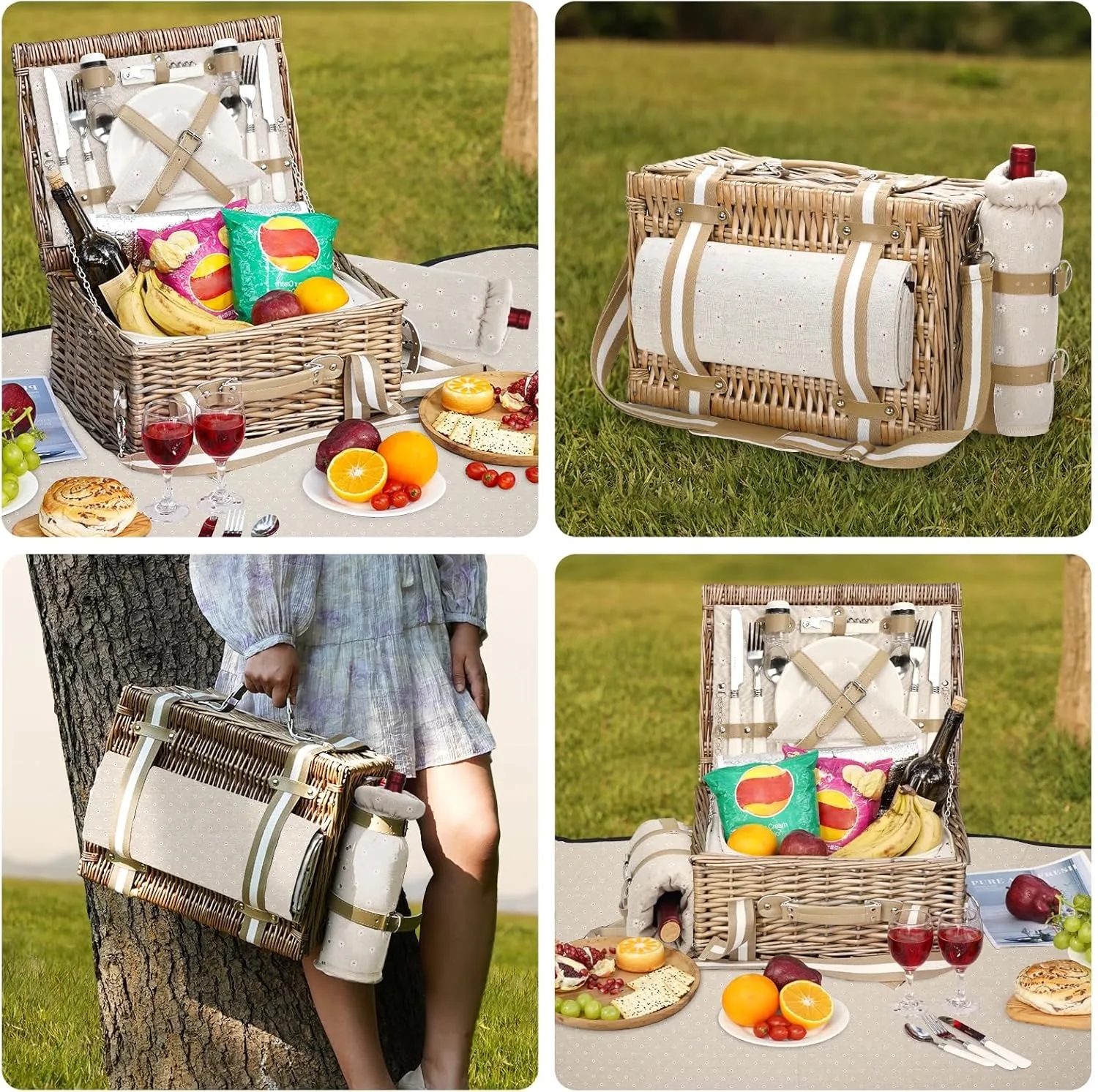 Large Picnic Basket With Insulated Compartment 2