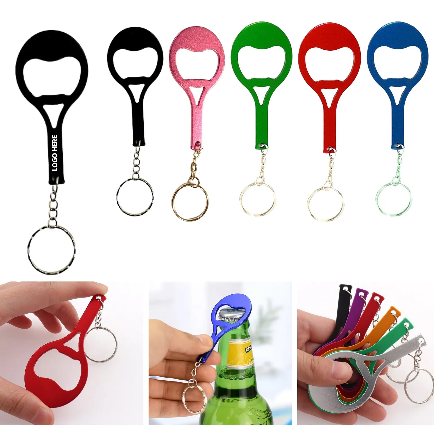 Tennis Racket Shape Bottle Opener w/Key Chain 4