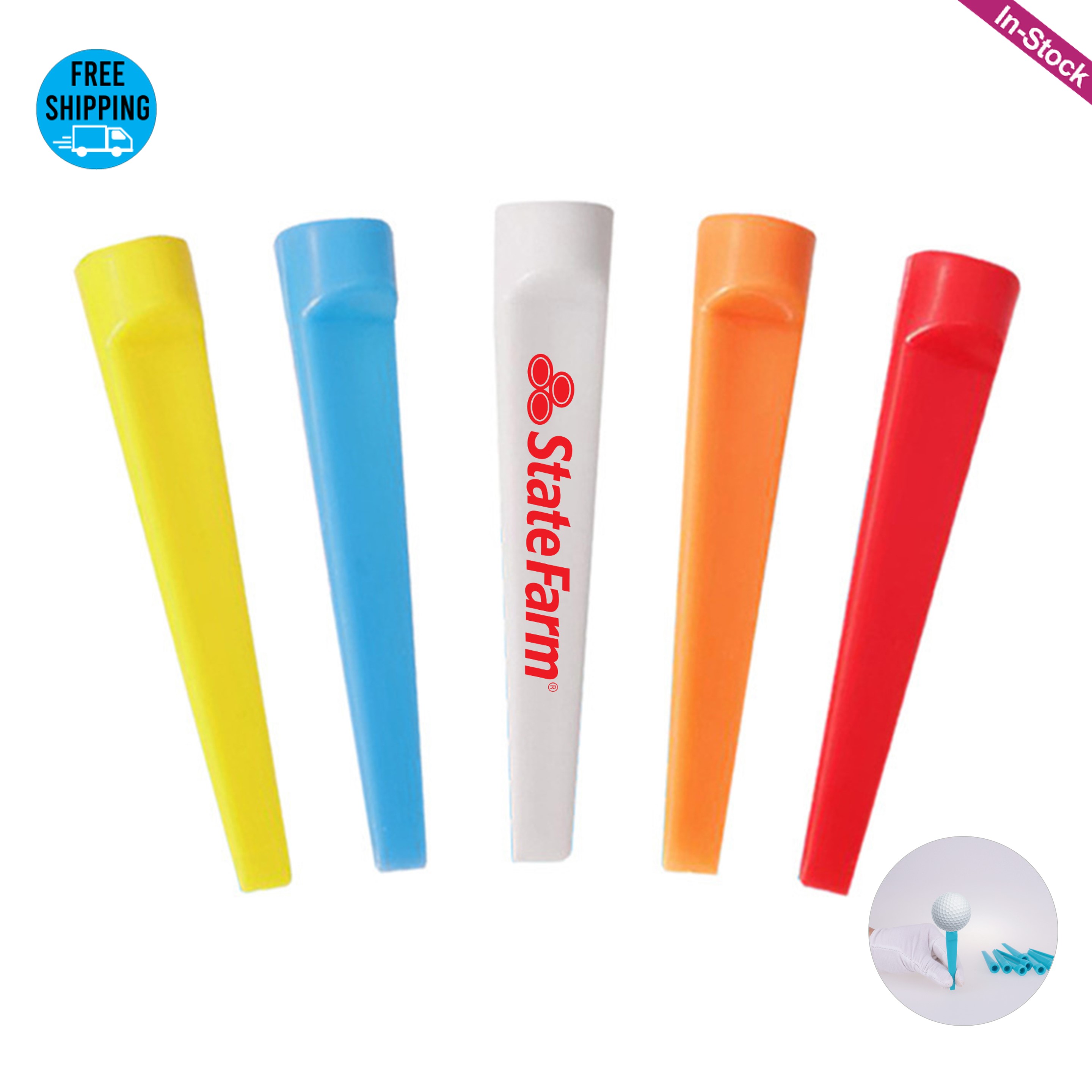 Plastic Wedge Golf Tees 2 3/4"-One Color Printed 5