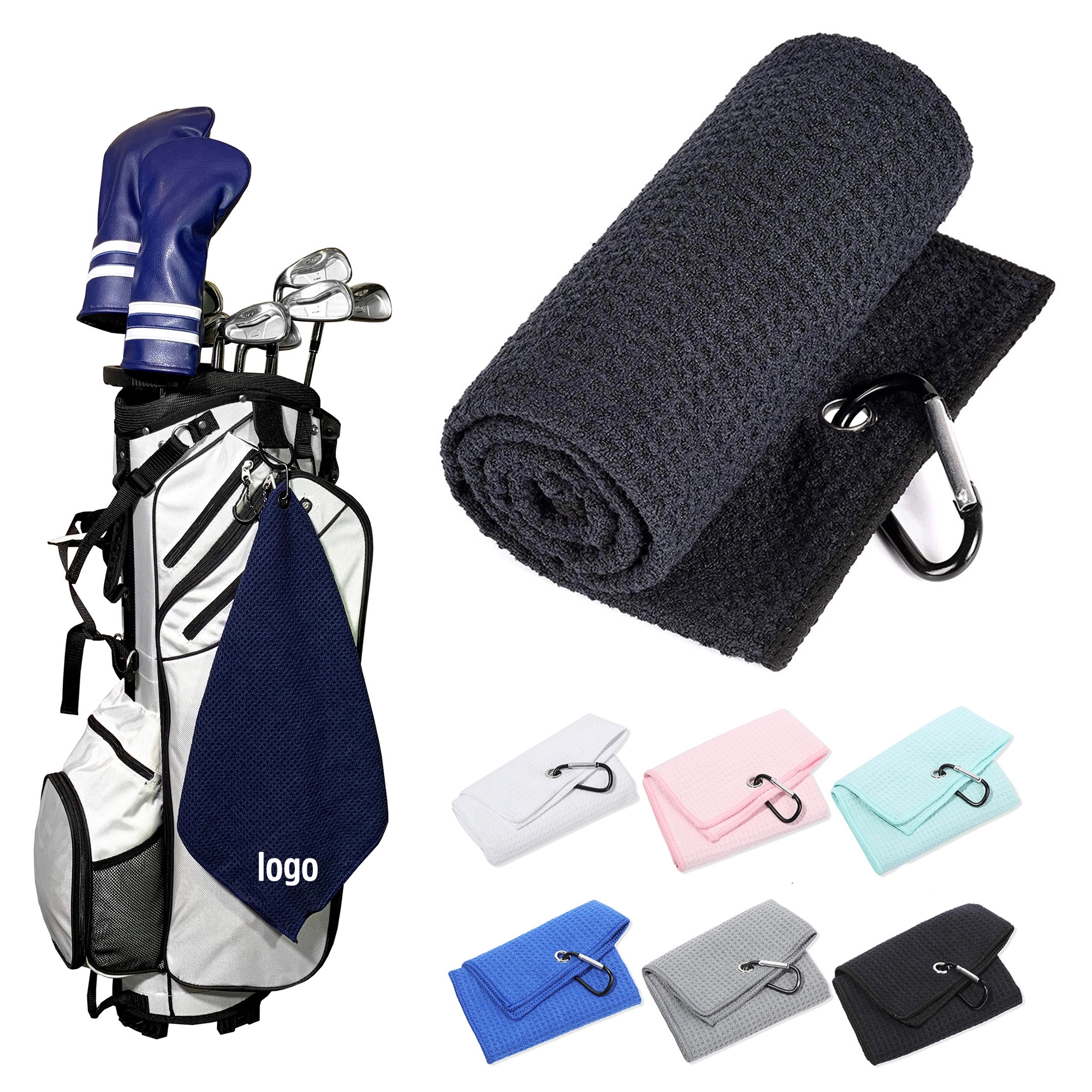 16"x24" Microfiber Waffle Golf Towel With Clip 5