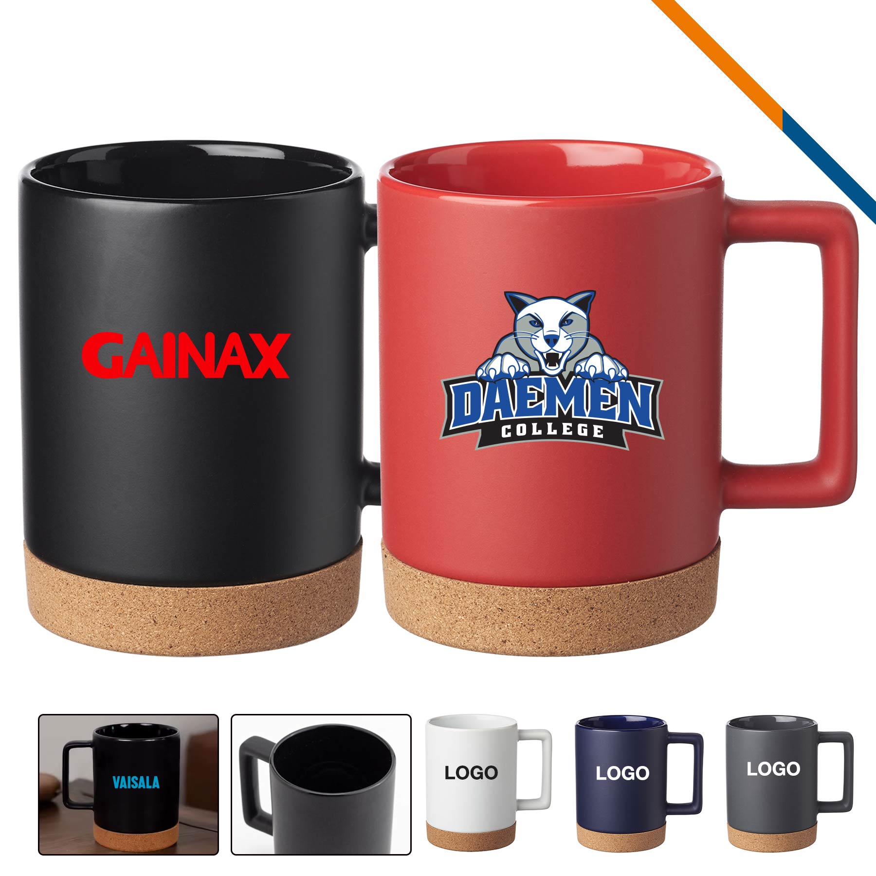 Dumas Cork Base Ceramic Mug - 15 OZ. 2