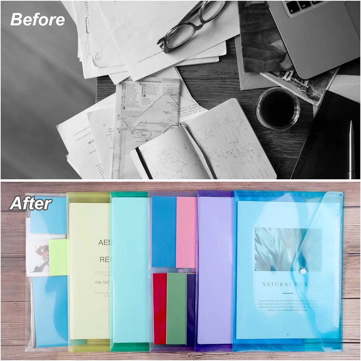 Plastic Document Envelopes Clear File Bags With Button 2