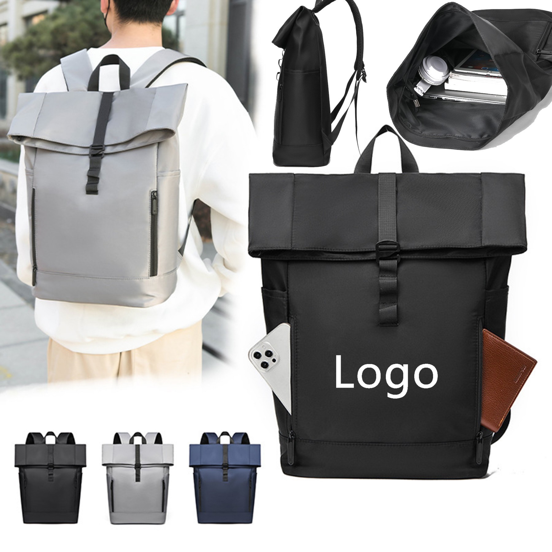 Roll Top Laptop Backpack 2