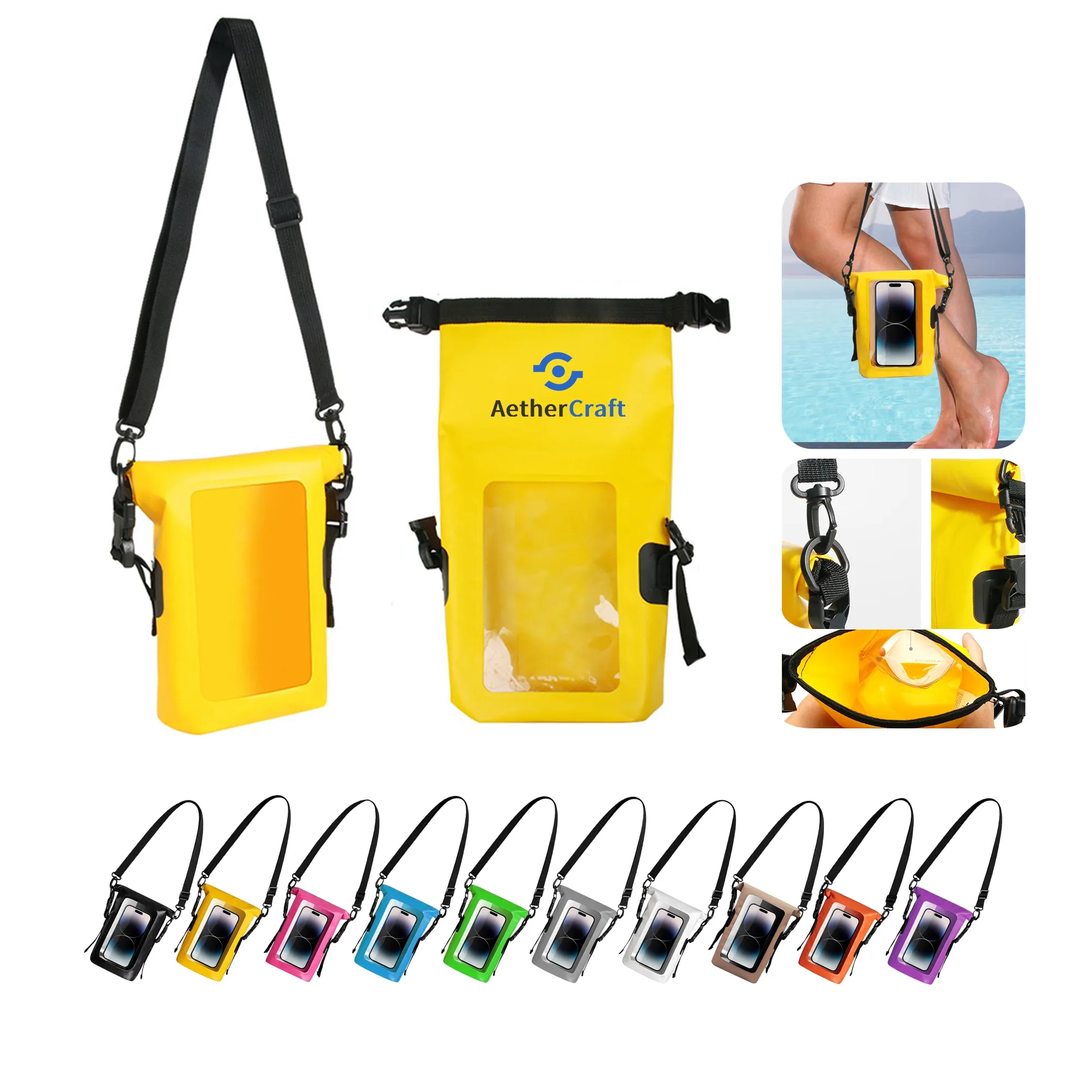 2L Waterproof Crossbody Bag with Phone Pocket 8