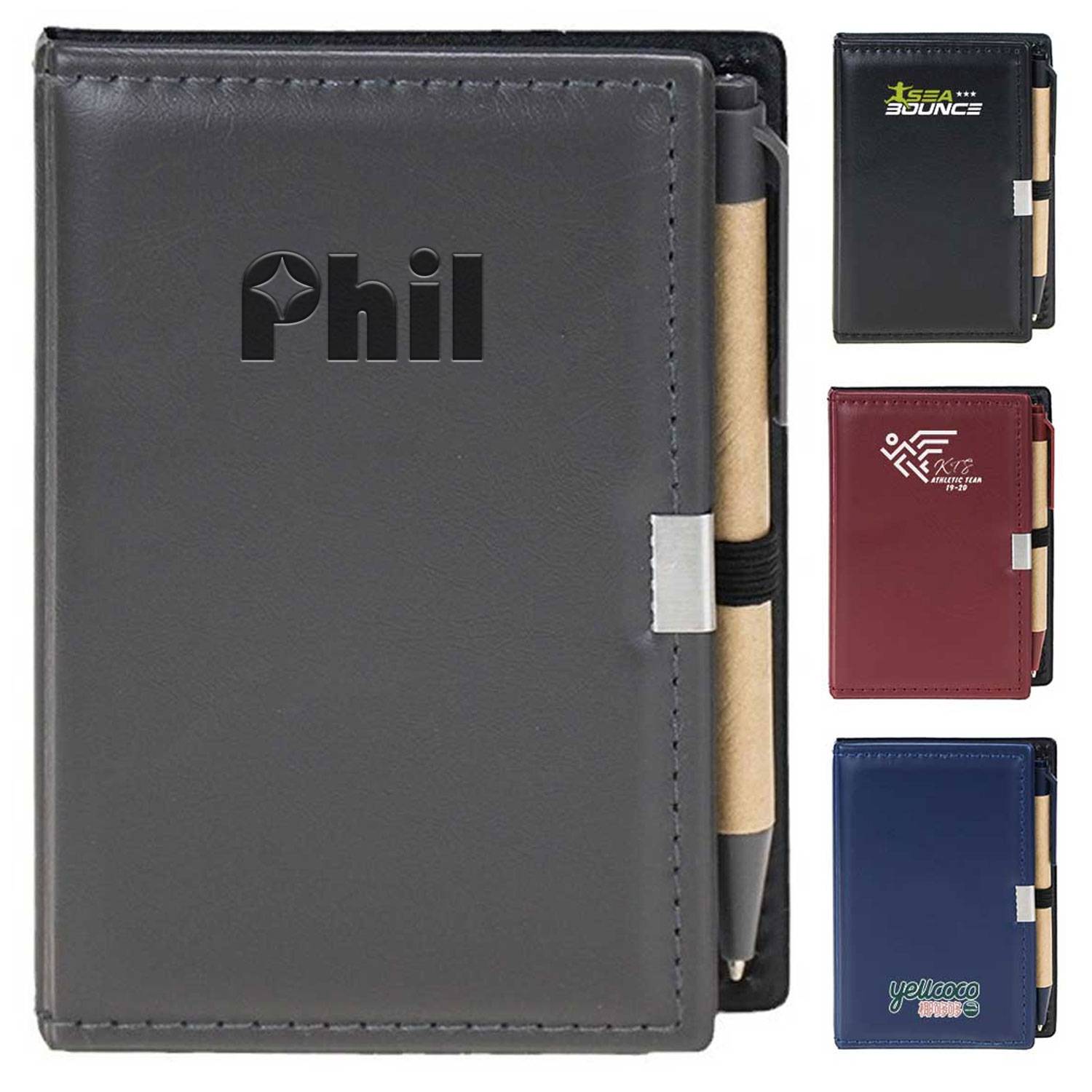 Custom Logo Memo Pad for Office Gifts PU Notebook w/ Pen 2