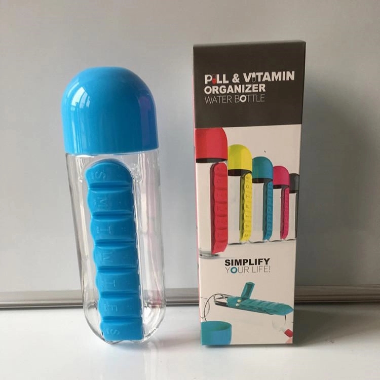 20 Oz Water Bottle W/ 7 Daily Pill Case 9