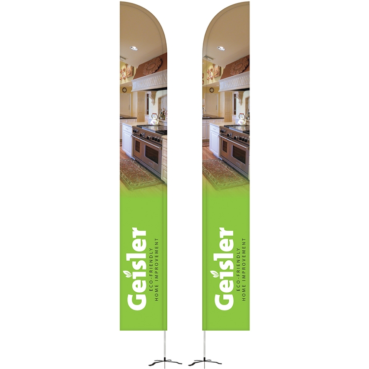15' Double Sided Half Drop Banner w/ Premium Hardware & Cross Base 13