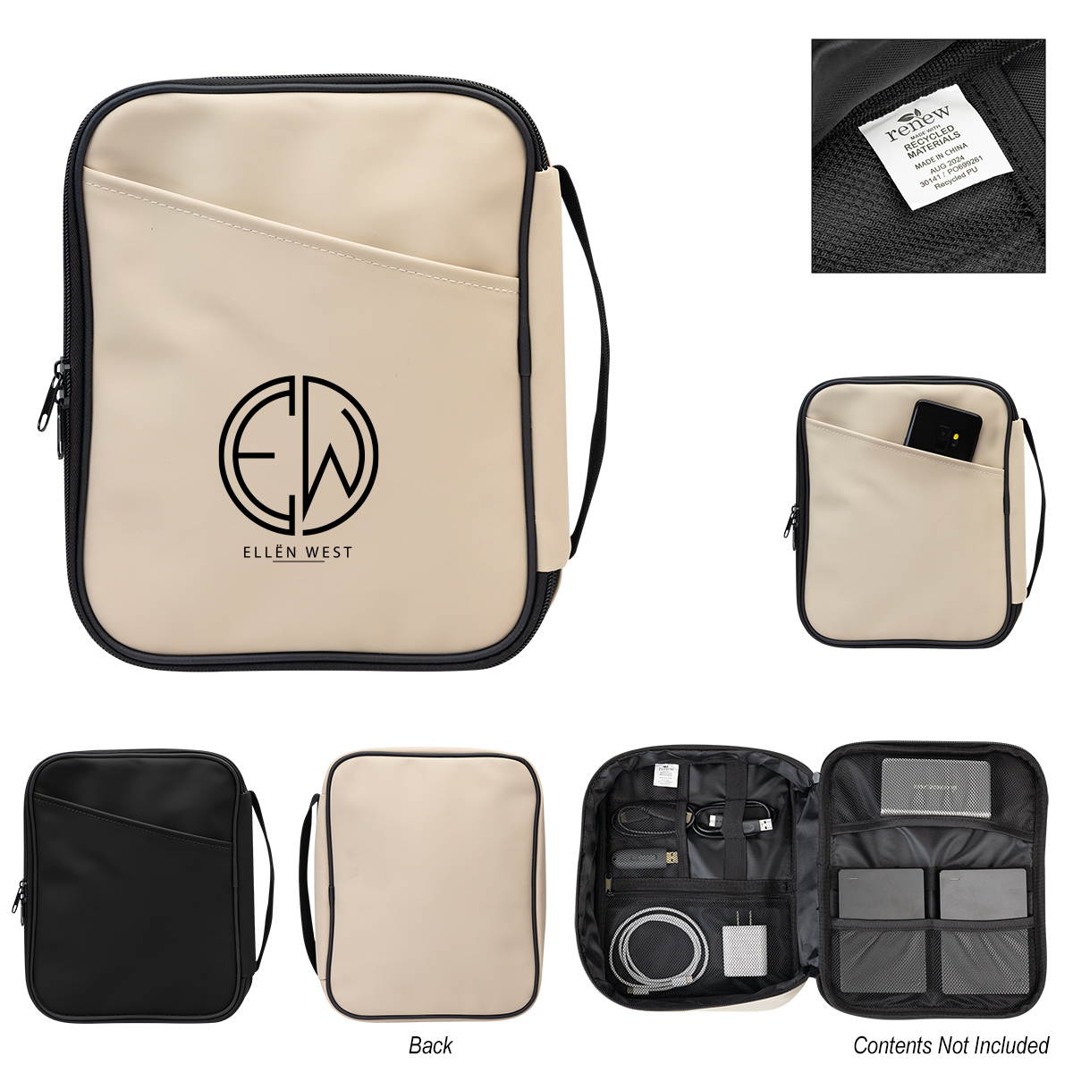 Hudson rPET Leatherette Tech Organizer