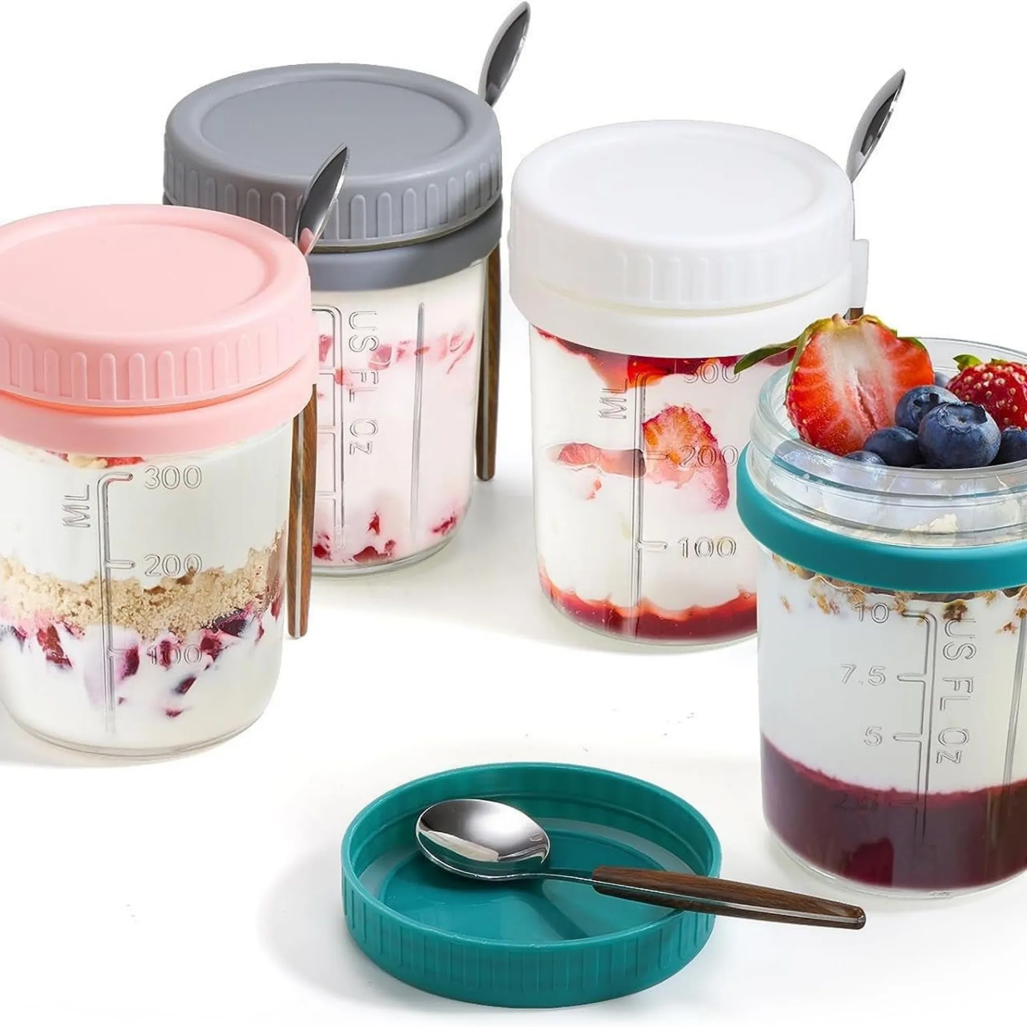 12oz Overnight Breakfast Cup With Measuring Marks And Spoon 7