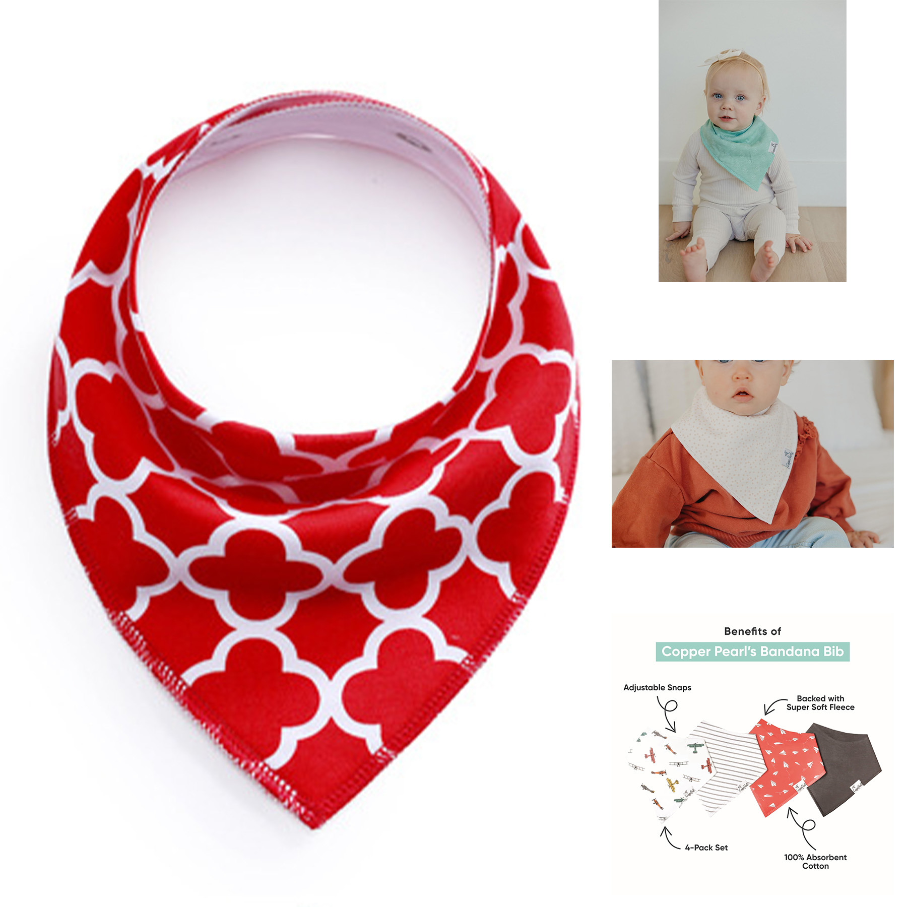 Copper Pearl Baby Bandana Bibs