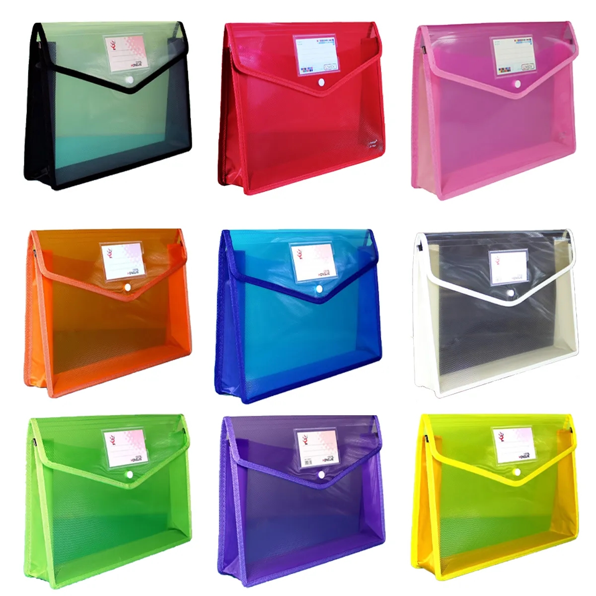 Colorful Snap-Button Transparent Waterproof Document Bag 5