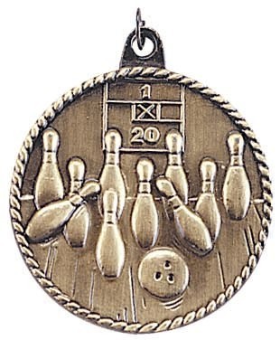 Bowling High Relief Medal, 2" 2