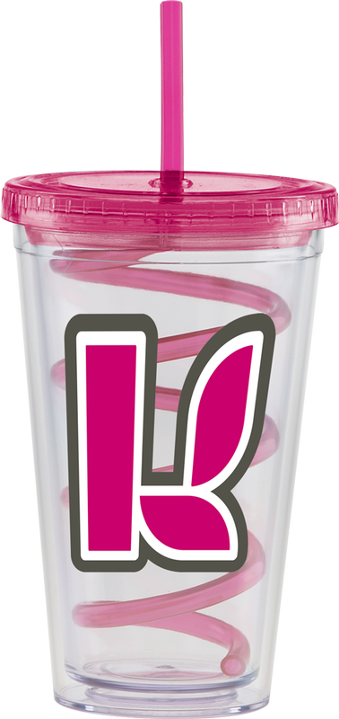 Carnival Cups Colored Curly Straw, Color Lid 24