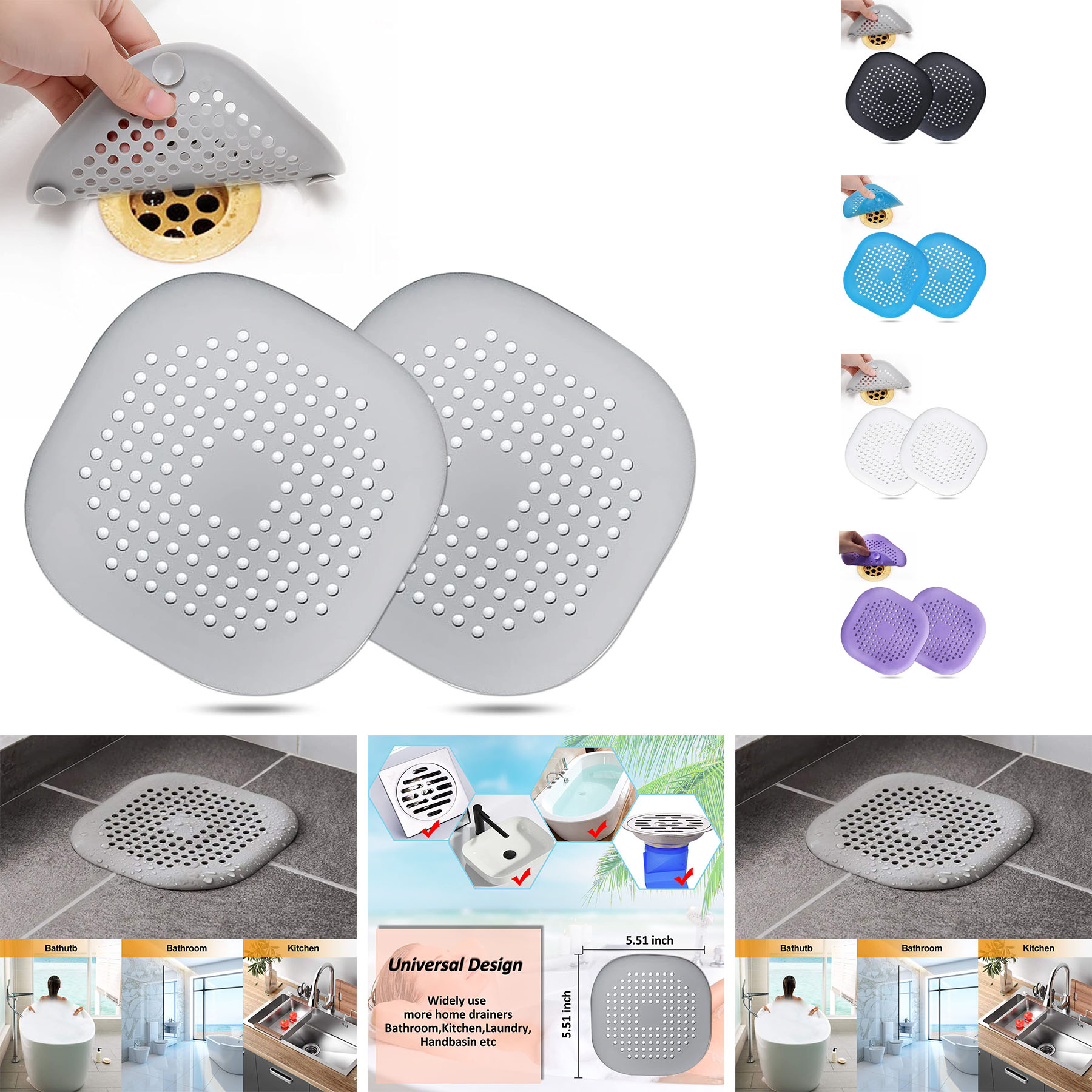 Shower Silicone Hair Stopper with Suction Cup 2