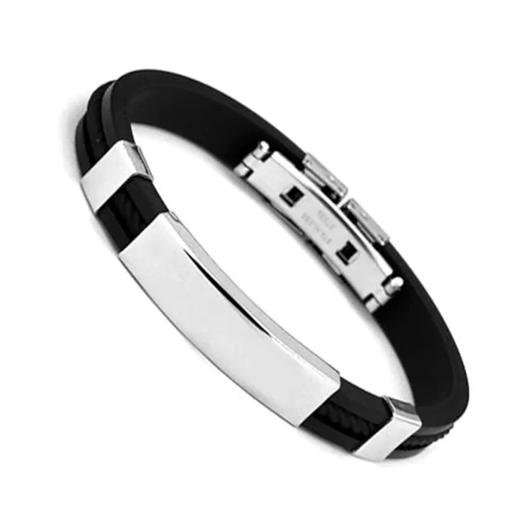 Colorful Silicone Bracelet Stainless Steel Silver Plating 5