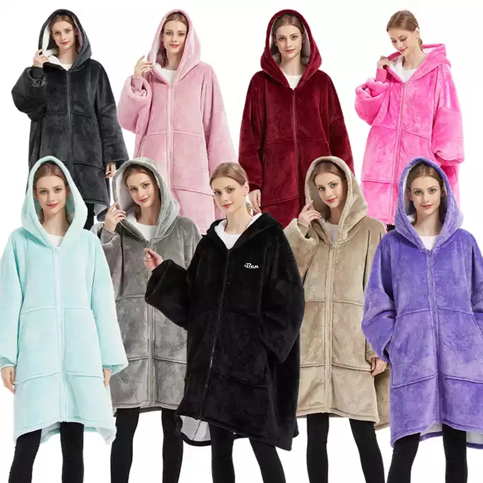 Oversized Microfiber & Sherpa Wearable Blanket, custom hoodie or sweatshirt with logo imprint 9