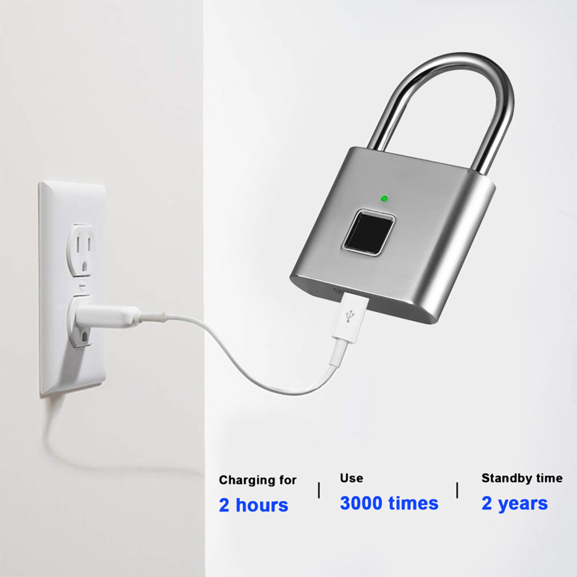 Rechargeable Waterproof Biometrics Padlock 4