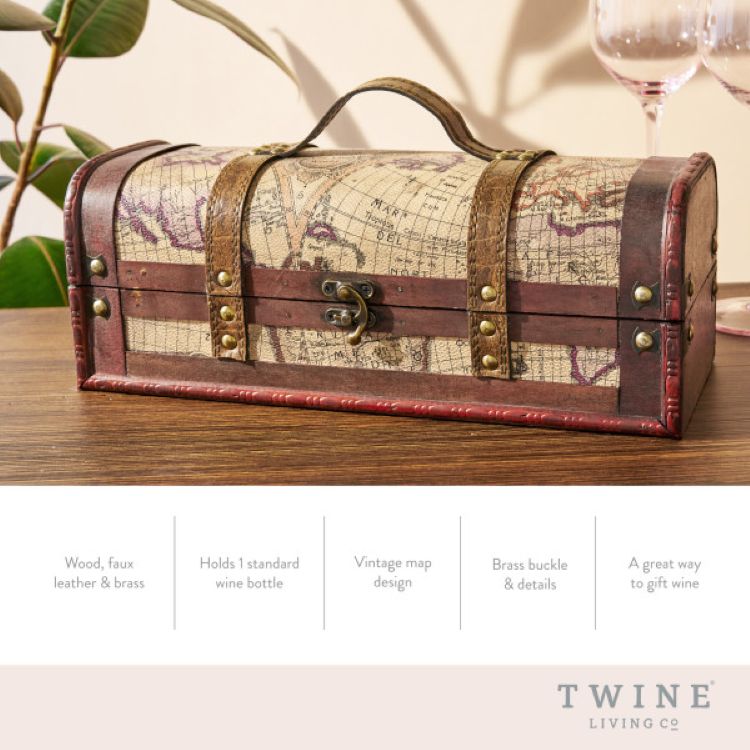 Twine Living® 1 Bottle Old World Wooden Wine Box 7