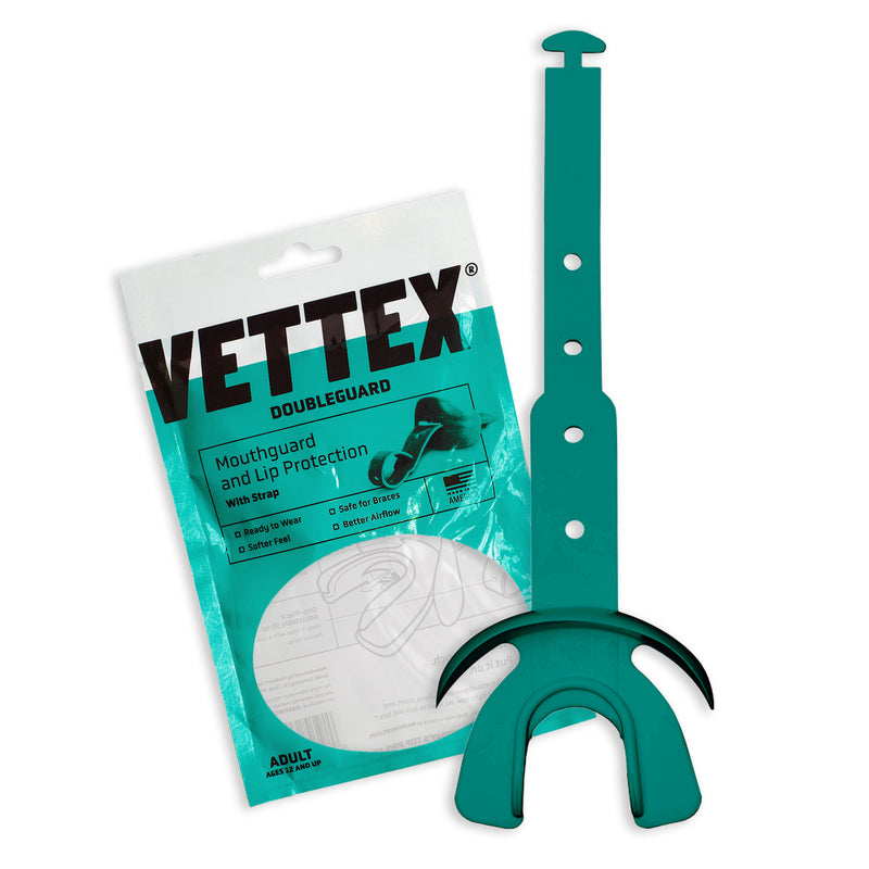 Vettex Football Doubleguard Mouthguard Breathable Doubleguard with Lip Protection and Strap - Adult 7