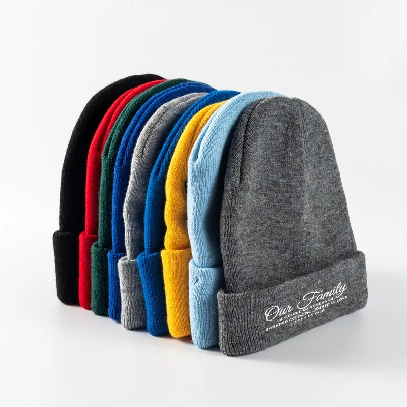 Solid-Color Embroidered Woolen Hat 1