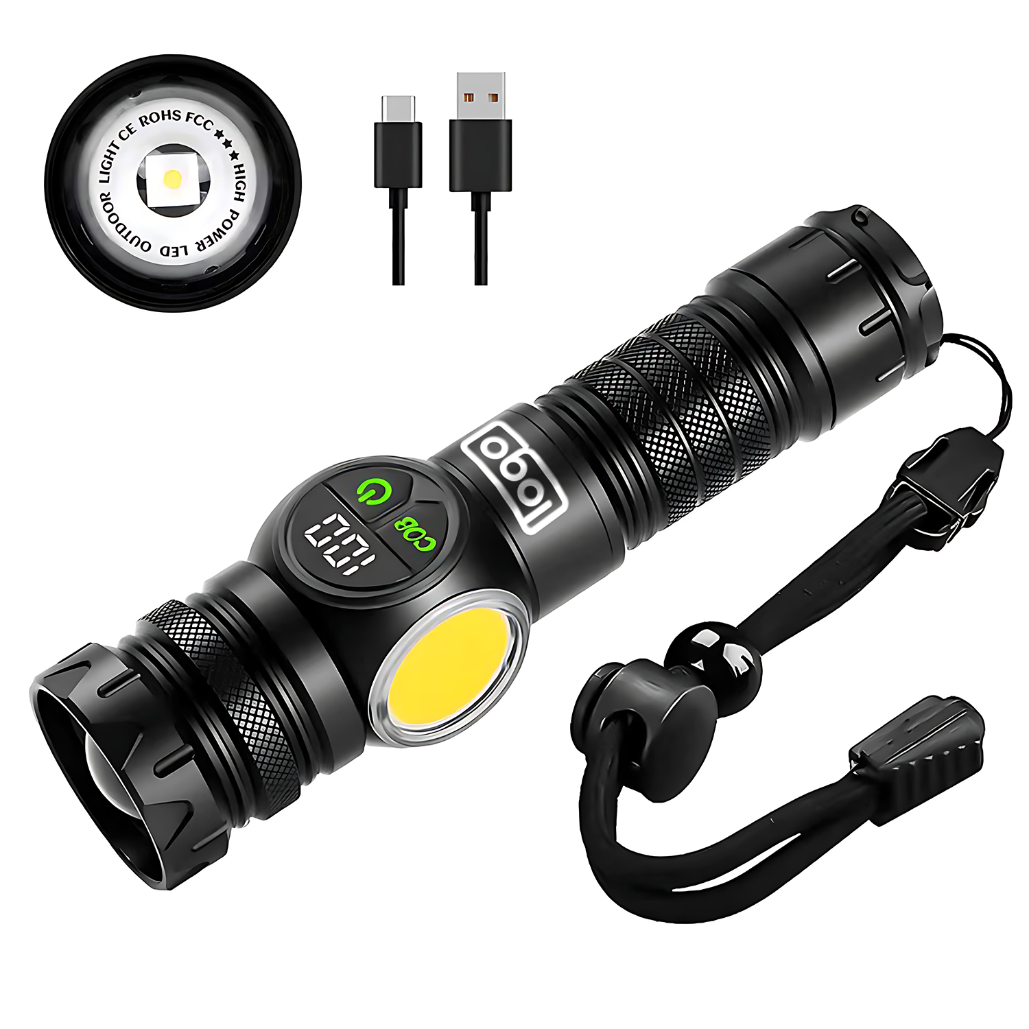 Adjustable Outdoor Aluminum Flashlight with Digital Display 9