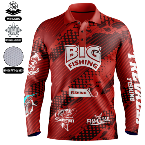 Unisex & Kids' Sublimation Long Sleeve Fishing Henley - 165G 2